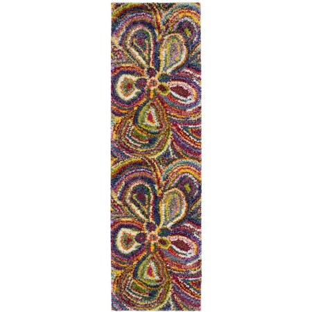 Flowers First 2 ft. 3 in. x 8 ft. Fiesta Shag Power Loomed Runner Rug, Multi Color FL1874465
